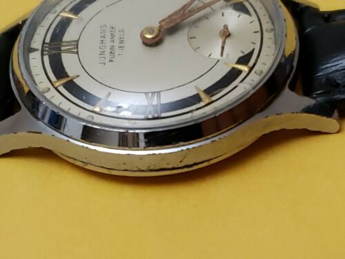 VINTAGE JUNGHANS RUBIN ANKER 7 JEWEL MECHANICAL MEN S SILVER WATCH