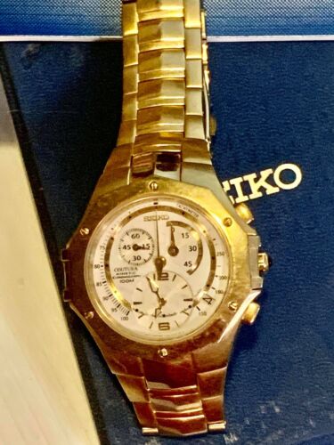 Seiko Coutura Men's Kinetic Chronograph 100M Gold Watch - Needs Battery -  Box | WatchCharts