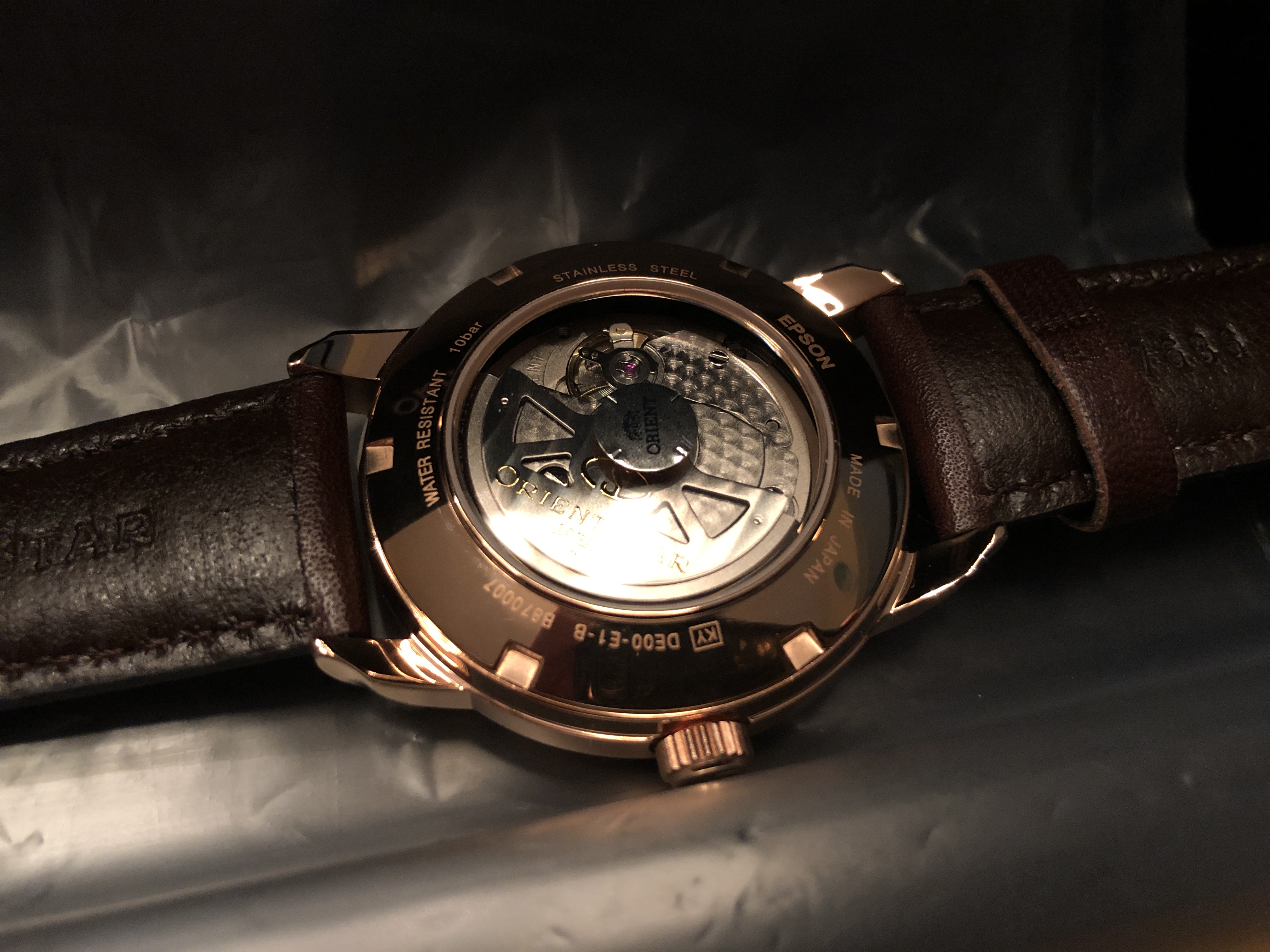 Orient star outlet retrograde rose gold