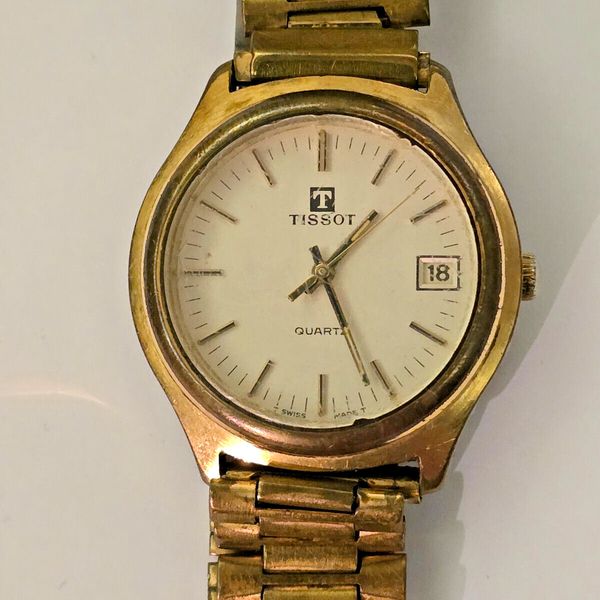 Montre Bracelet Vintage Tissot Pour Femme - Cadran Doré - Occasion En Très Bon état