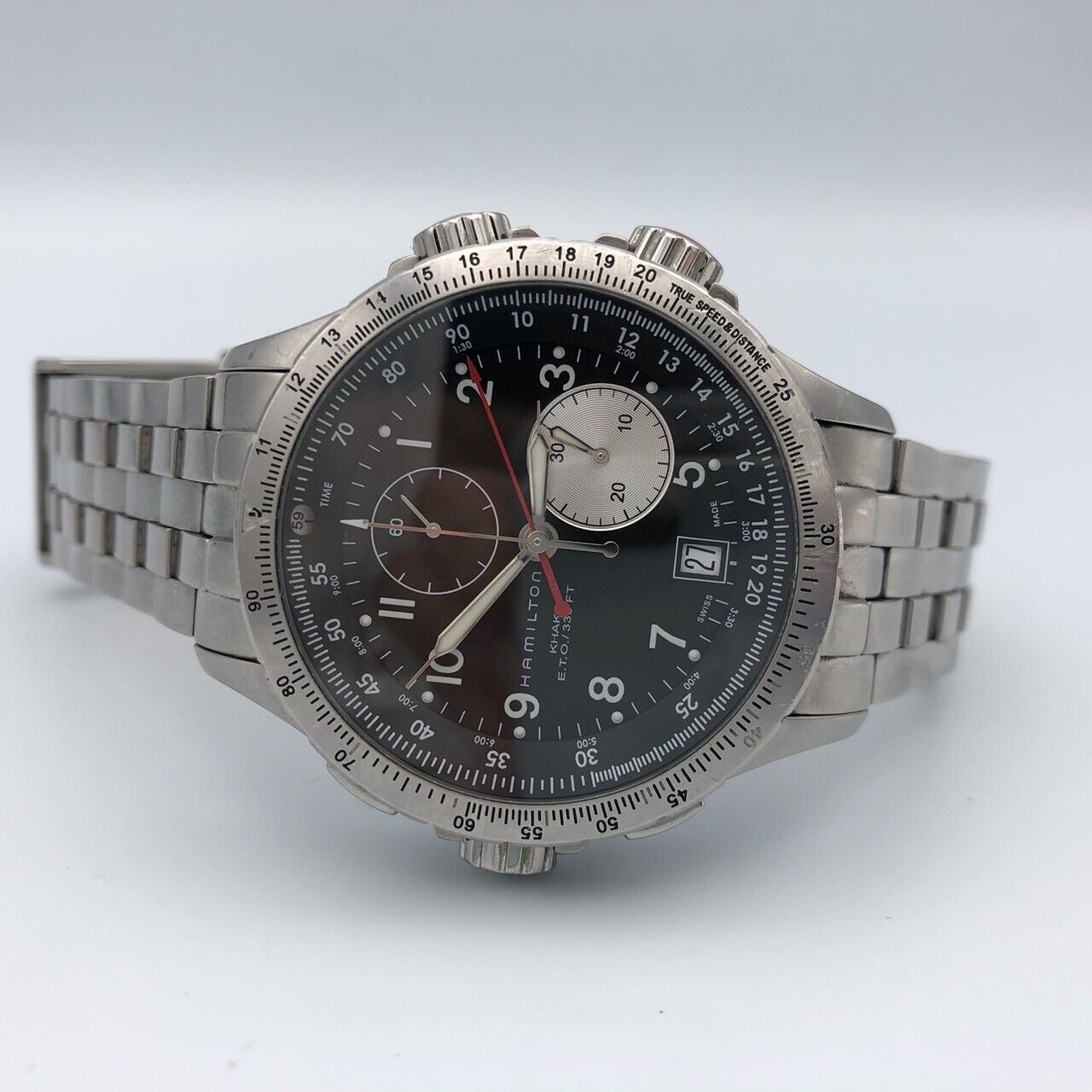 HAMILTON Khaki ETO H776120 Chronograph Quartz Men's Black Silver