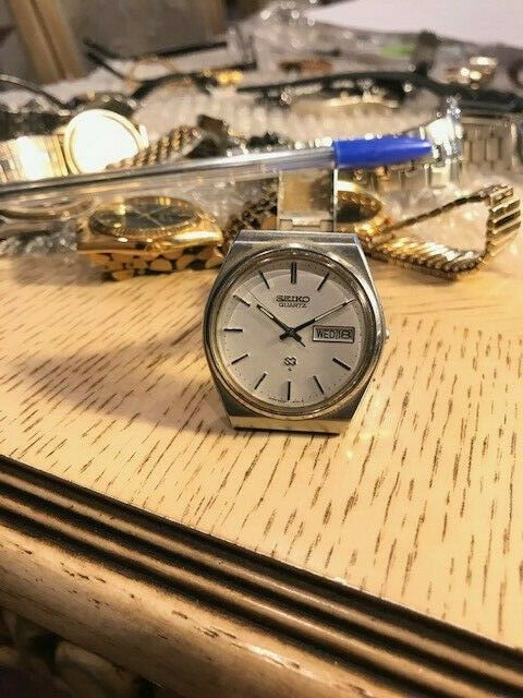 Seiko watch 8223 8020 Stainless Steel Day Date Quartz Working New