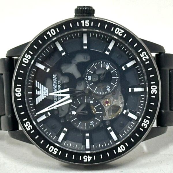 Emporio Armani Meccanico AR60054 50m Automatic Black Dial Bracelet Men ...