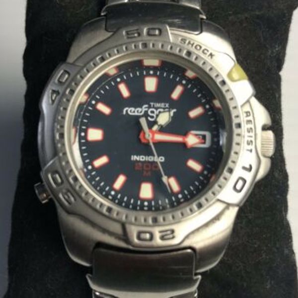 Timex Reef Gear Indiglo 200M Diver Style Silver Tone Watch Reaf Gear WatchCharts Marketplace