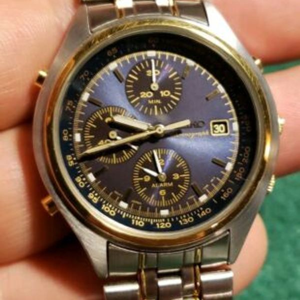 Men's Seiko Chronograph Watch, Alarm, Date, 7t327c60, 887381, New Battery WatchCharts