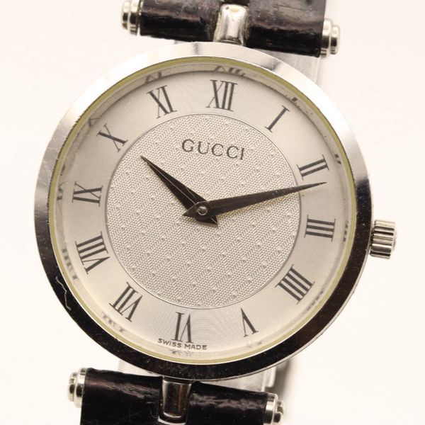 [Exc+5] Vintage Gucci 2040M White Dial Roman Numerals Gold Quartz Mens ...
