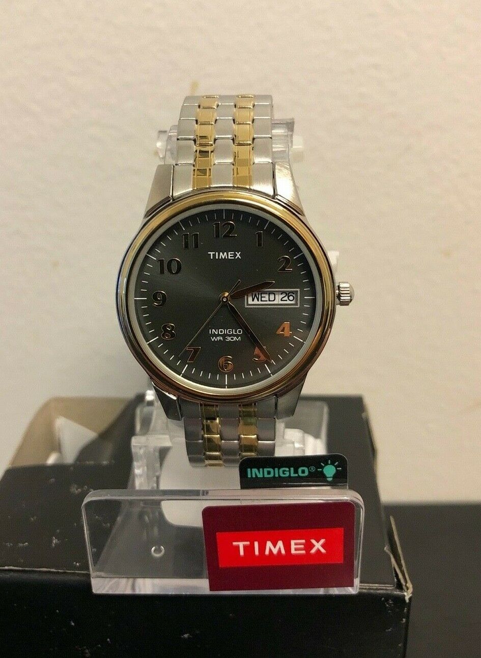 Timex Men s T2N093 Charles Street Two Tone Extra Long Stainless