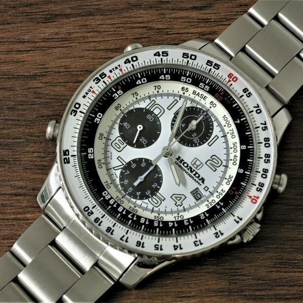 HONDA Racing Seiko YM55 6A00 White Panda Chronograph