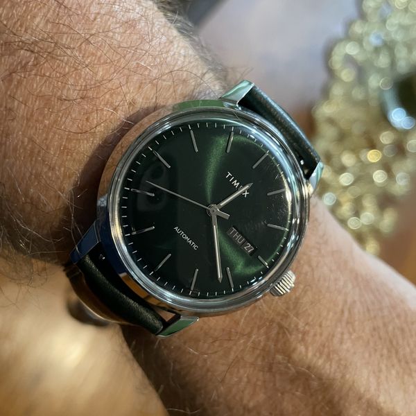FS: Timex Marlin automatic day-date, 40mm, rare green dial/strap |  WatchCharts