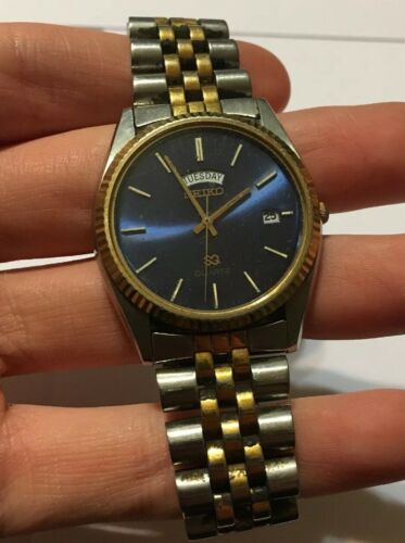 Vintage Seiko SQ President Watch Blue Dial Day Date Two Tone-Parts/Repair |  WatchCharts