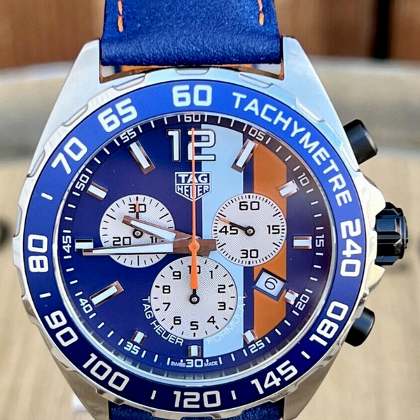 Bracelet Cuir Pour Montre TAG Heuer Formula 1 CAZ101N - Édition Gulf Bleue