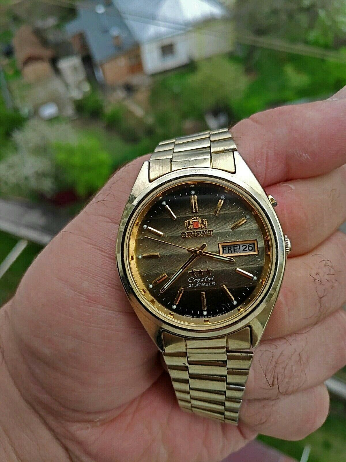 Vintage Automatic Orient Watch 3 Star Crystal 21 Jewels Orient Band Double Date WatchCharts Marketplace