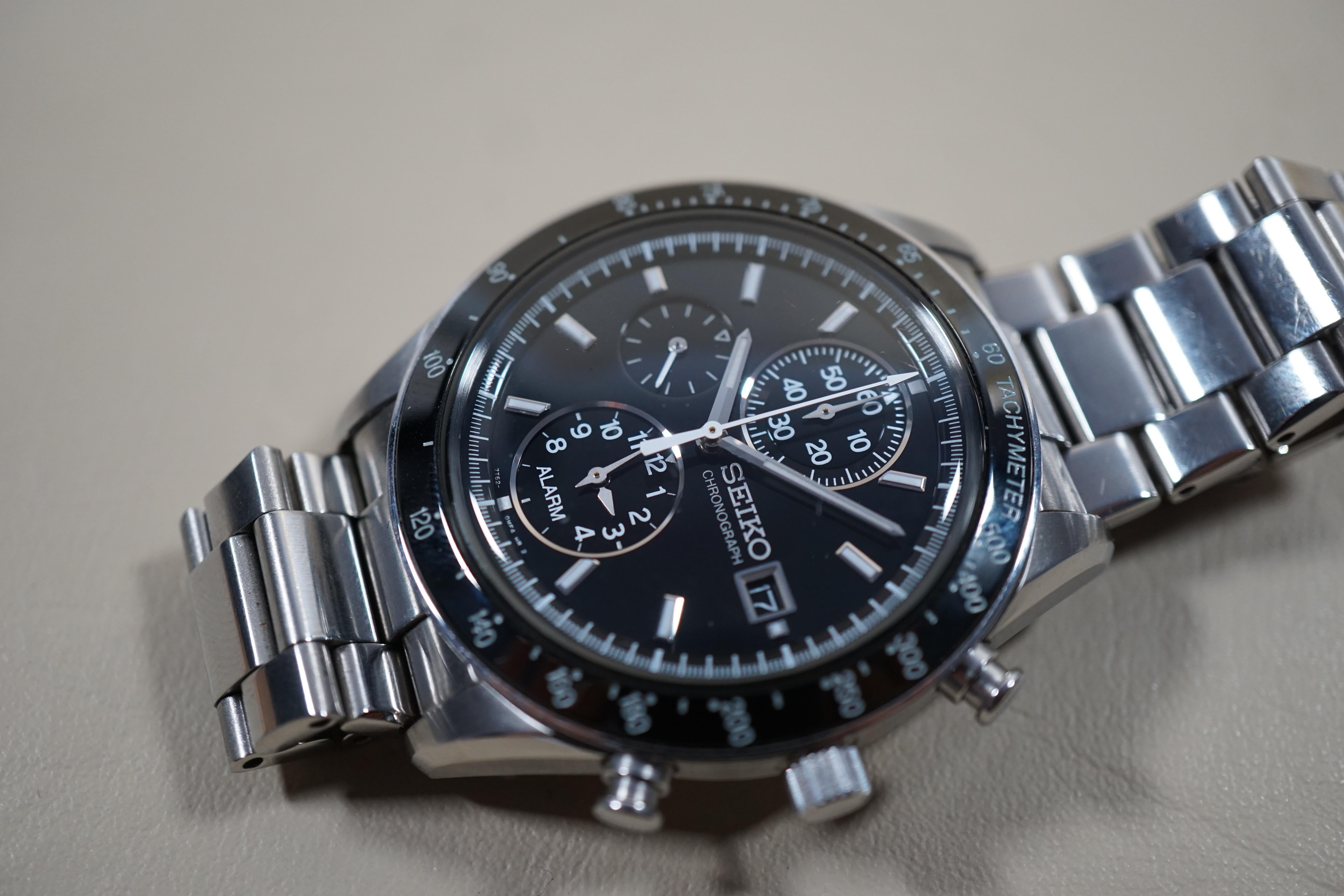 WTS Seiko Spirit SBPP001 7T62 Power Design Quartz Chronograph Black 195 WatchCharts Marketplace