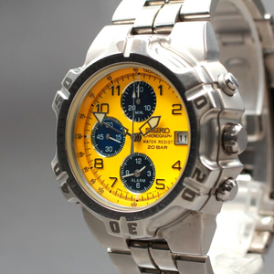 SEIKO イエロー クロノグラフ アラーム 7T32-6K50 ダイバー
