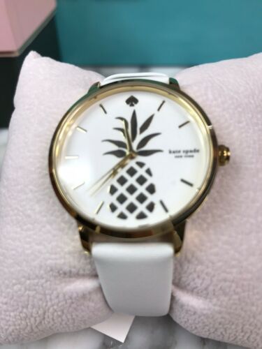 NWT NIB Kate Spade Pineapple Watch White Leather Strap Metro