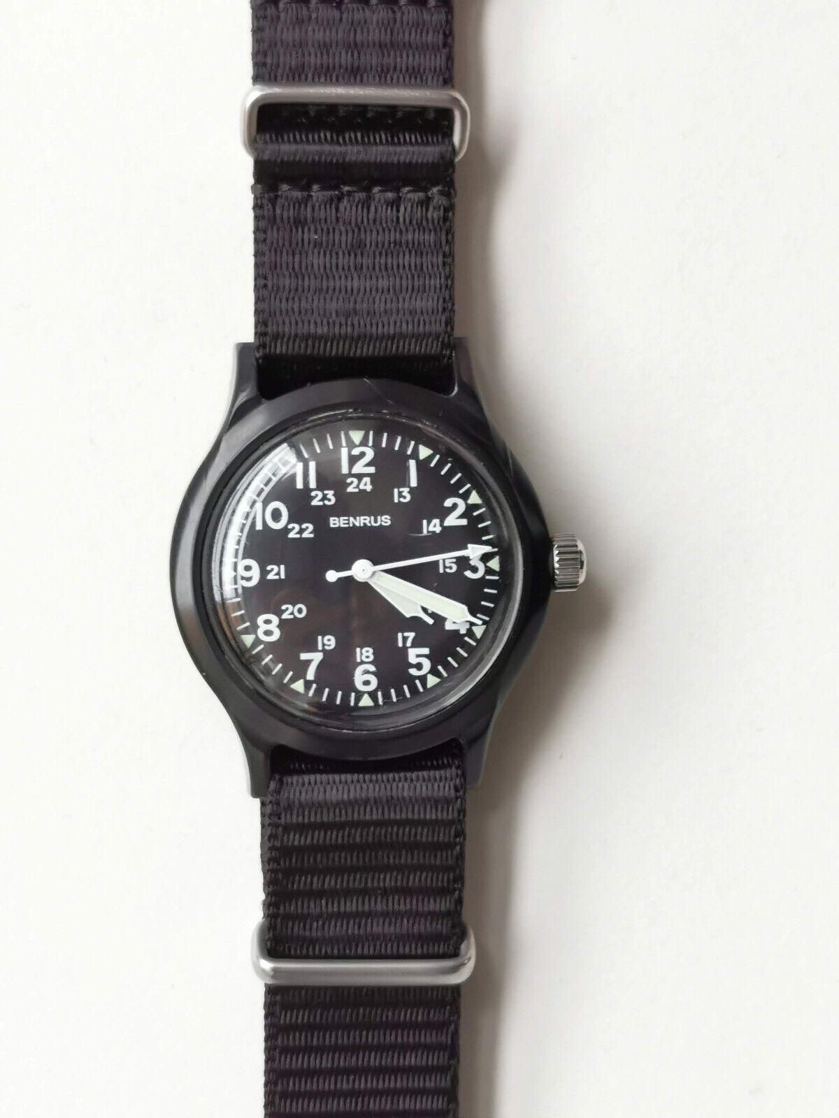 Benrus Military Watch BR763 Black 1970s Revision #763 Series Swiss 