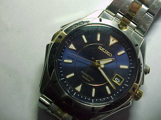 Seiko Kinetic Automatic 5M62 OBFO Mens 100M Blue Dial Watch