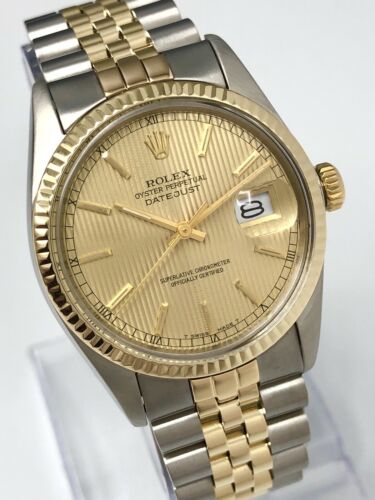 Rolex Datejust 36mm 16013 Two Tone 18K Gold Stainless Steel RARE