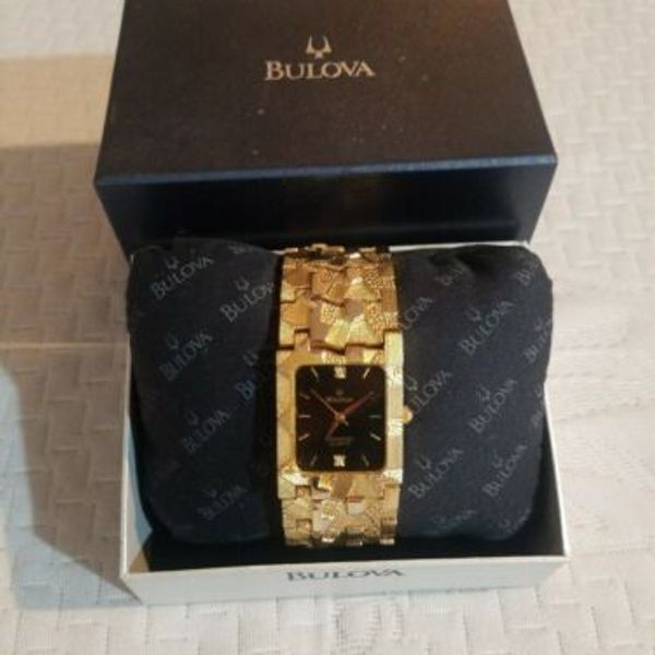 Bulova Diamond Quartz 3063 5020 18k Gold Nugget Men's Watch WatchCharts