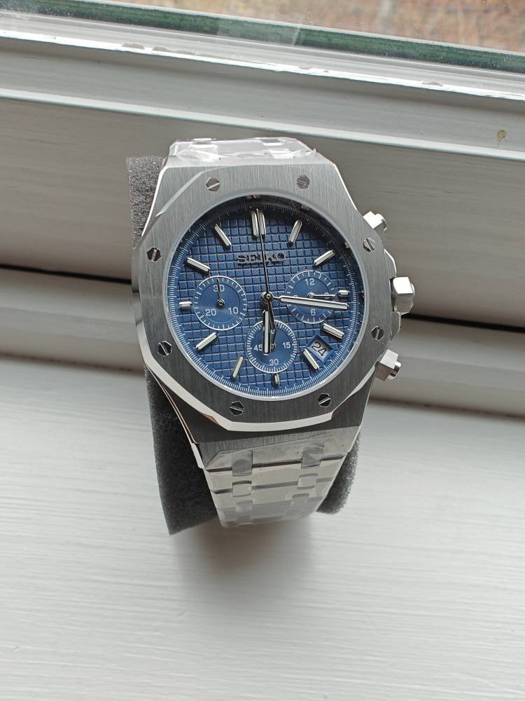 SeikOak AP Mods Available Blue Black 42mm VK63 Movement BNIB