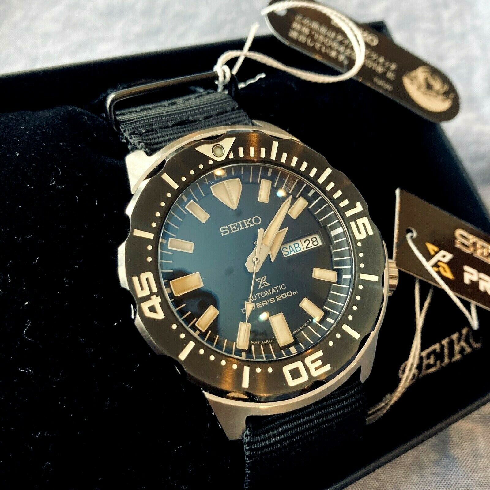 Upgraded Seiko Prospex Monster Black Dive Watch SRPD27 Sapphire