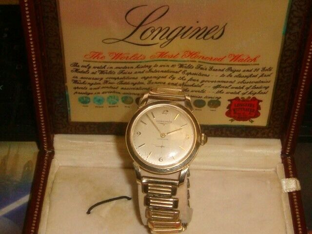 Vintage 1950 s Longines Grand Prize Automatic 14k Gold Watch with