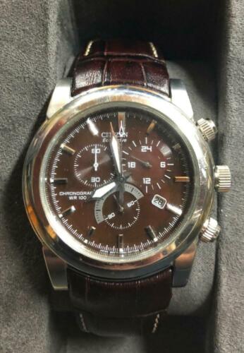 Citizen Men s Eco Drive Brown Strap Chronograph Watch H500 S049628 AT0550 11X WatchCharts Marketplace