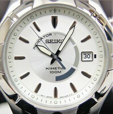 SEIKO KINETIC 5M62-0BT0 Silver Tone Dial Stainless Automatic Watch w/ Box  B1600 | WatchCharts