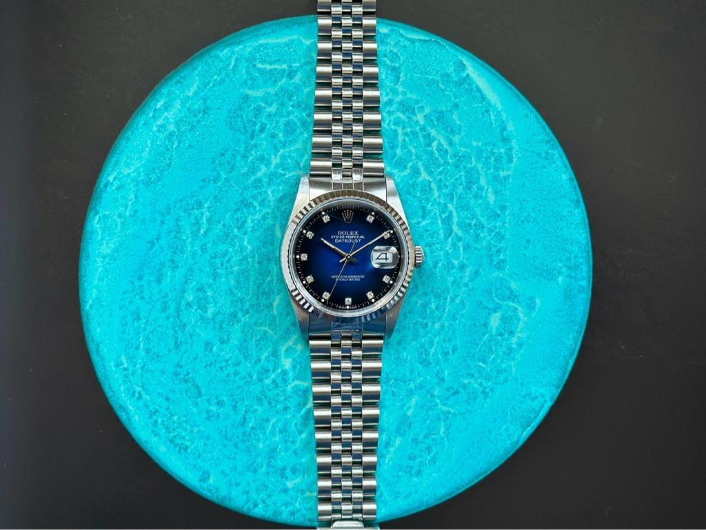 1989 Rolex Datejust 36mm | 16234 Blue Vignette Diamond Dial on