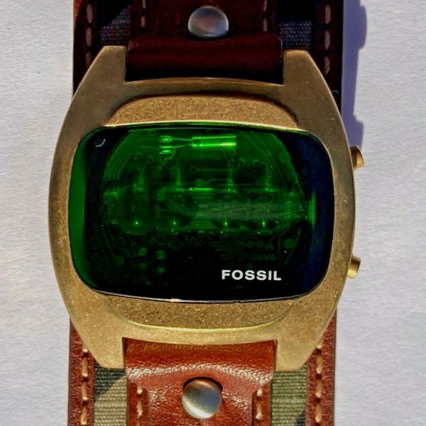 RARE Vintage Fossil JR-8853 RED LED Digital Watch New Fossil Band