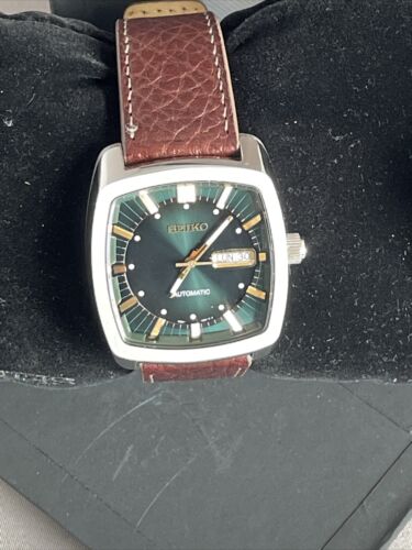 Seiko Recraft Automatic Green Dial Brown Leather Strap Men's Watch ...