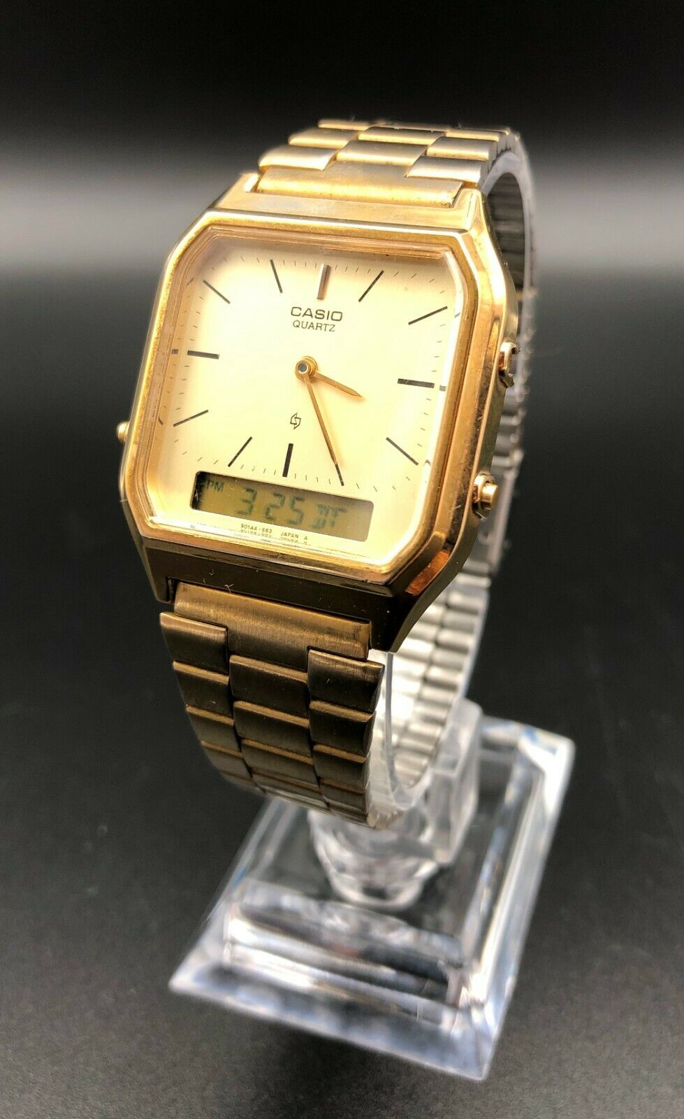 Casio 308 AQ 222 Digital and Analogue Quartz Watch in gold plated case and strap WatchCharts Marketplace