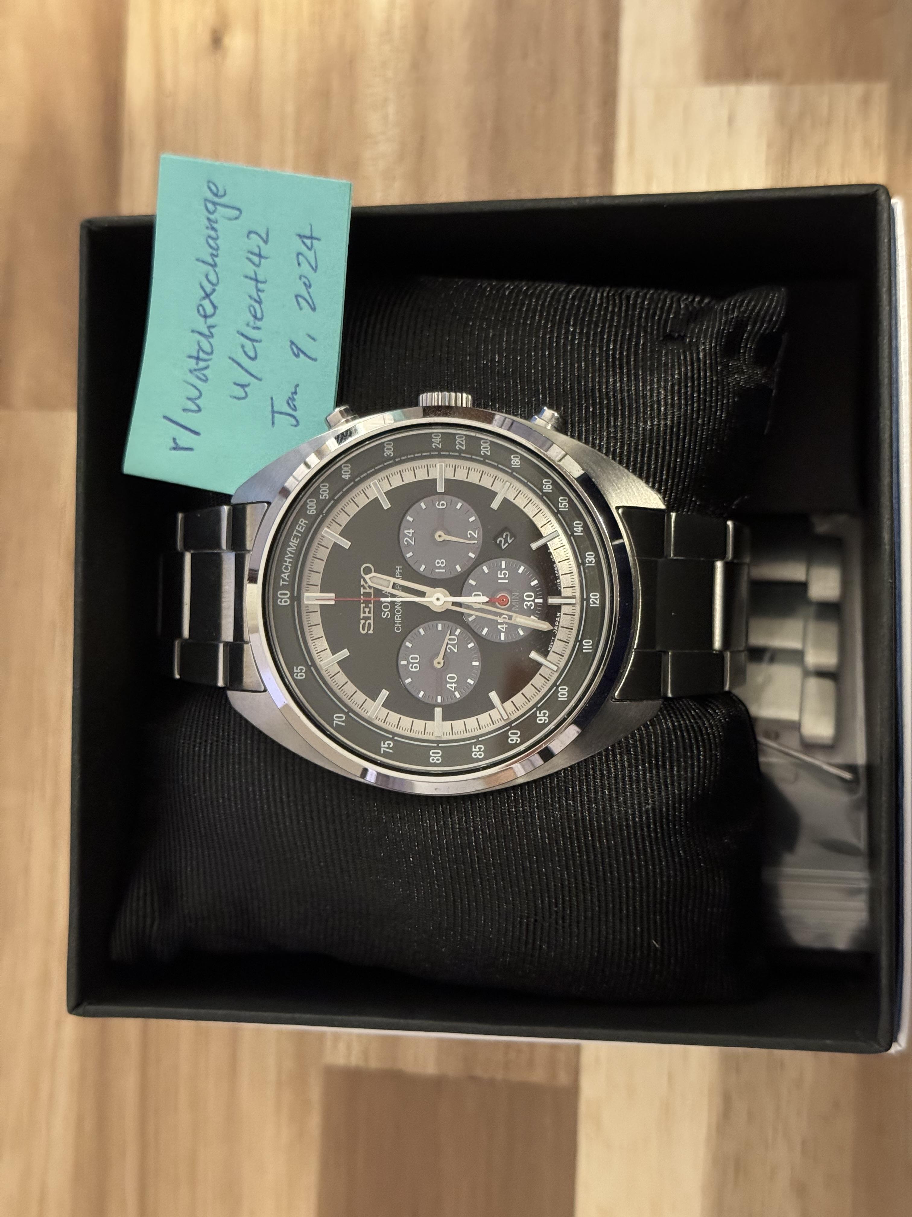 WTS Seiko SSC621P1 V175 Solar Quartz Tachymeter Watch 175