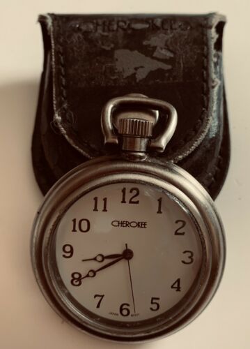 Vintage Cherokee Pocket Watch Quartz Silver tone Working needs