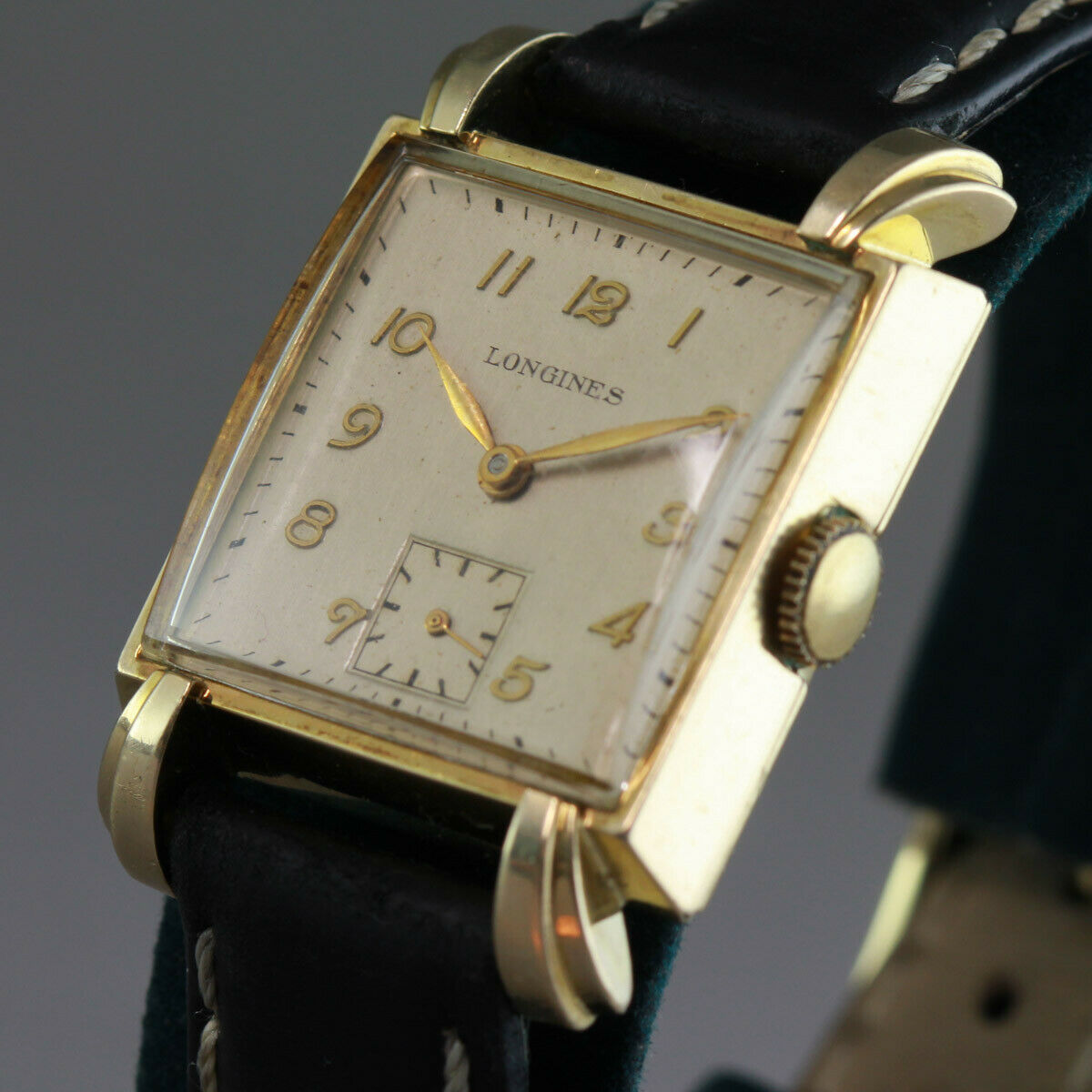 LARGE SQUARE VINTAGE 1940 S LONGINES CAL. 10.68Z MENS ART DECO