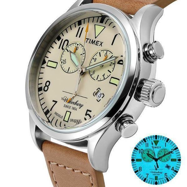 Timex Waterbury Traditional Chronograph 42mm |Tan| Leather Watch 