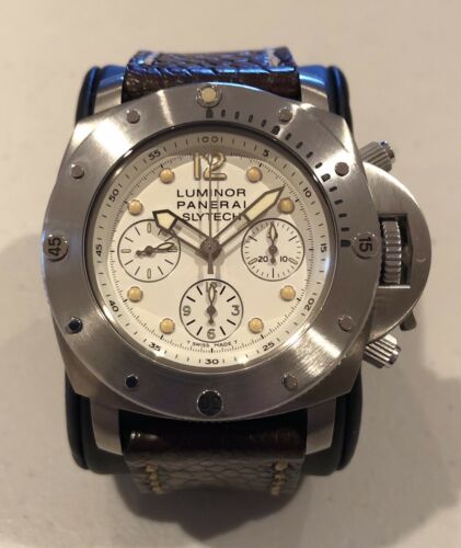 PANERAI SUBMERSIBLE RARE WHITE DIAL SLYTECH CHRONO PAM 225. LTD