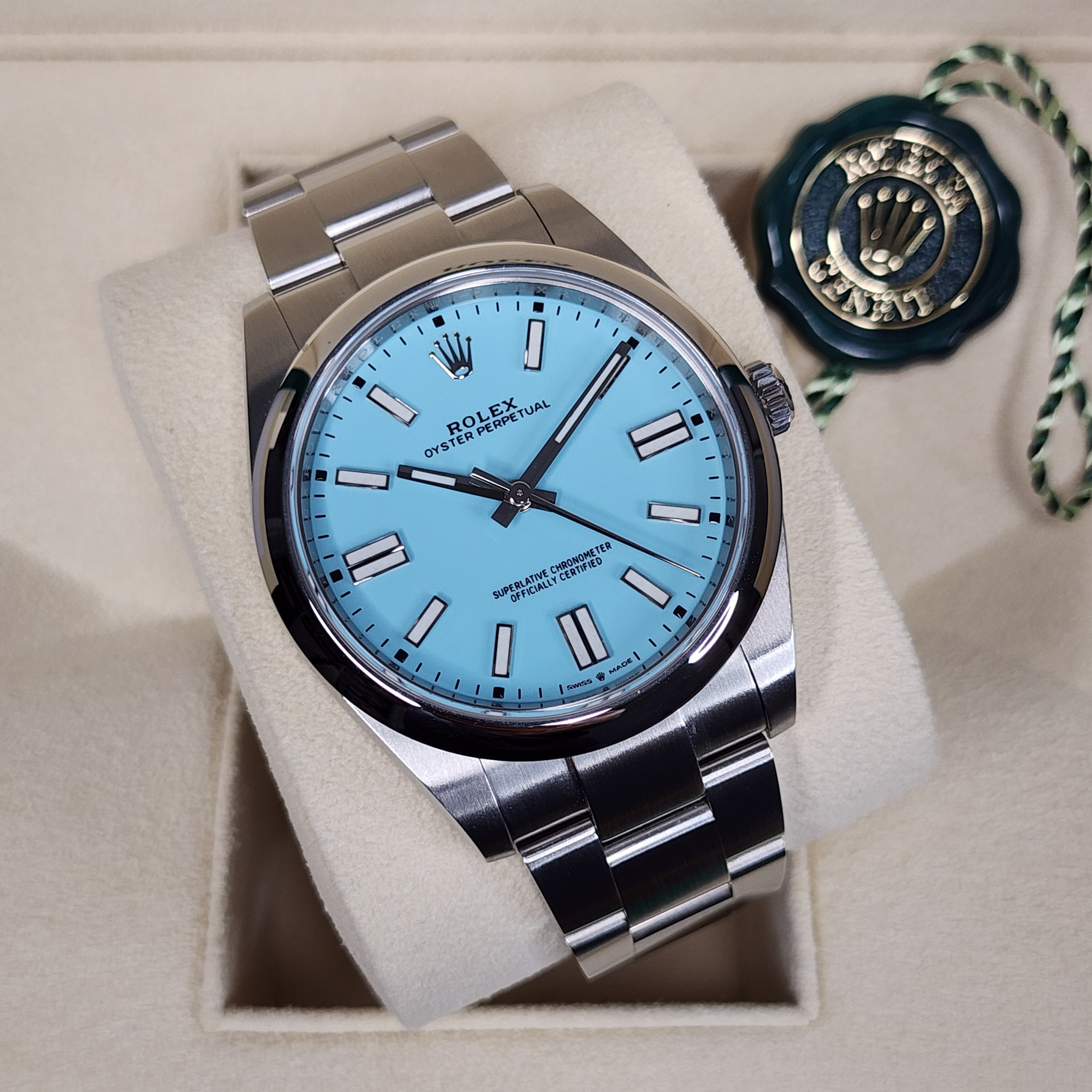 oyster perpetual 41 turquoise blue