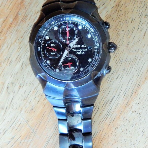 Seiko 7T62-0GM0 Men 100m Black Analog Quartz Alarm Chronograph Watch~New  Battery | WatchCharts