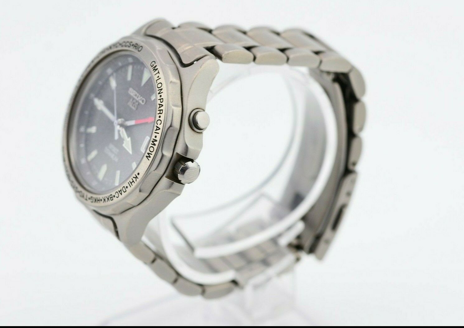 Vintage Seiko AGS Spirit Titanium Kinetic GMT Watch 5M45-6A10 JDM 