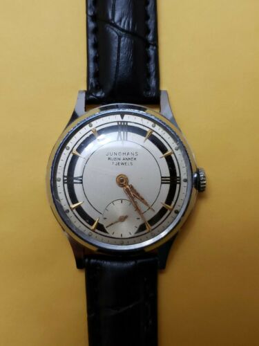 VINTAGE JUNGHANS RUBIN ANKER 7 JEWEL MECHANICAL MEN S SILVER WATCH