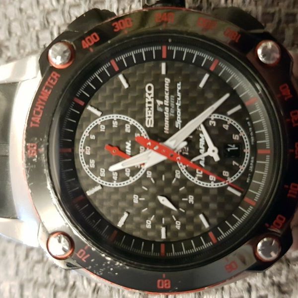Montre Chronographe Seiko Sportura F1 Honda Racing Team – Vintage, Alarme, Bracelet Cuir