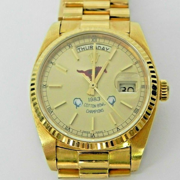 Rolex 18038 President.1982 Cotton Bowl Champs Coach Bobby Collins SMU Mustangs! WatchCharts