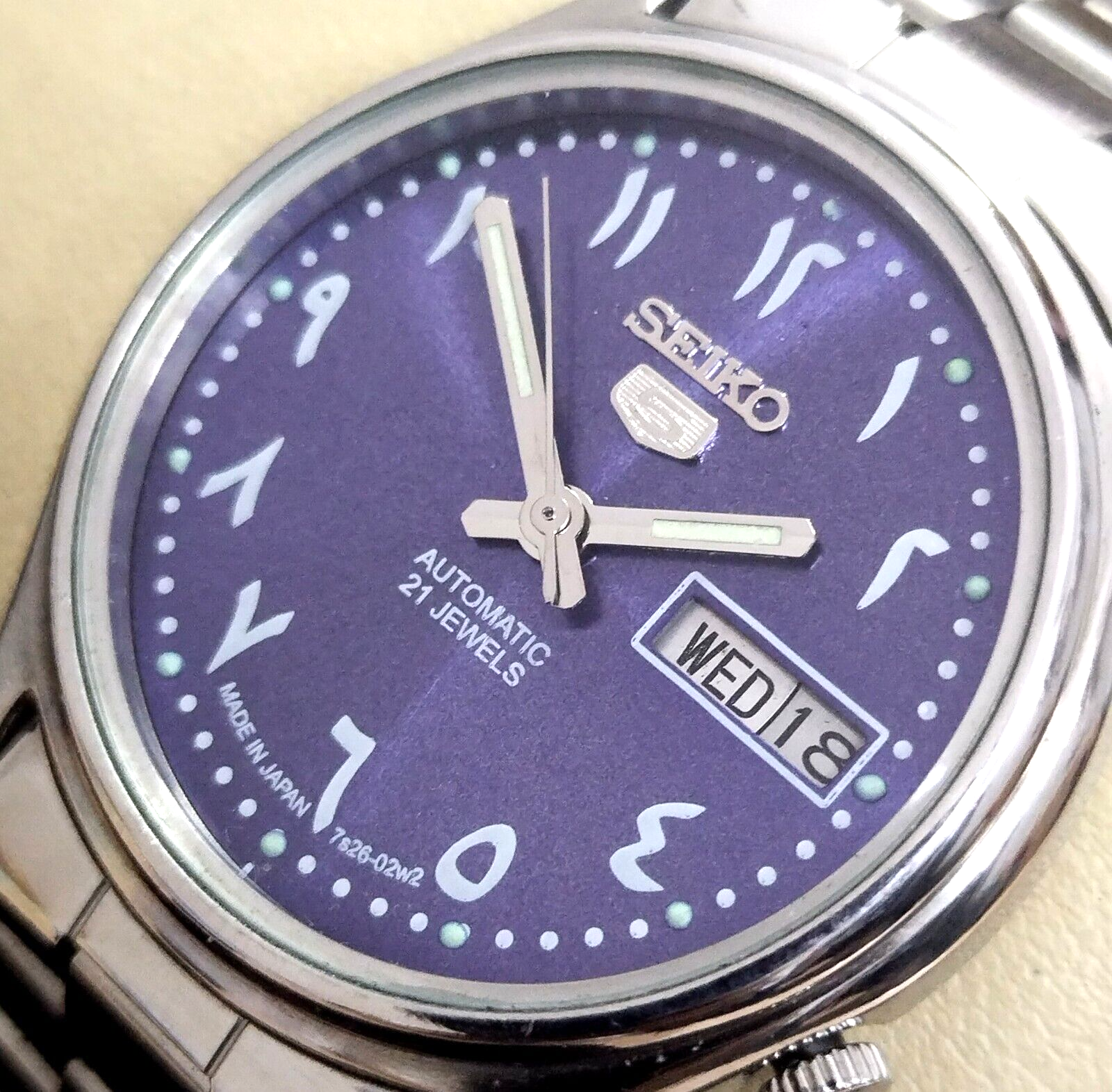 Vintage Seiko 5 Automatic Purple Dial Men s Watch Arabic Numbers