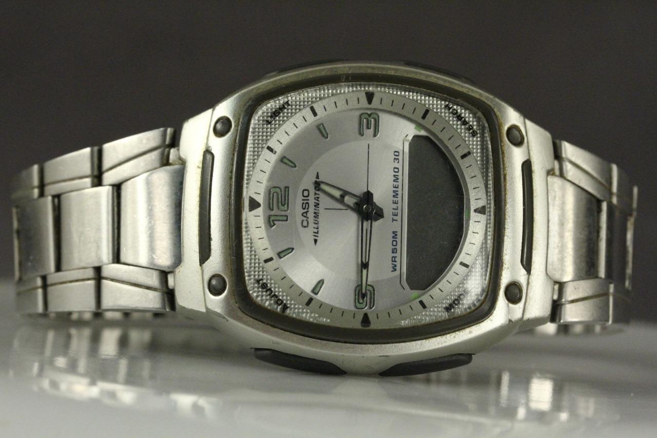 Costume Jewelry CASIO Illuminator WR50M Telememo 30 Silver Tone Mens Watch WatchCharts Marketplace