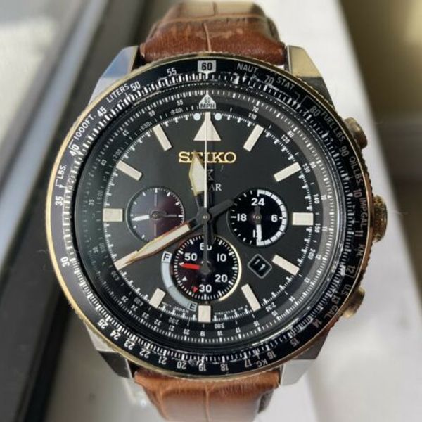 Seiko Prospex Solar Pilots Chronograph Watch SSC632 Black Dial V192-0AB0 |  WatchCharts