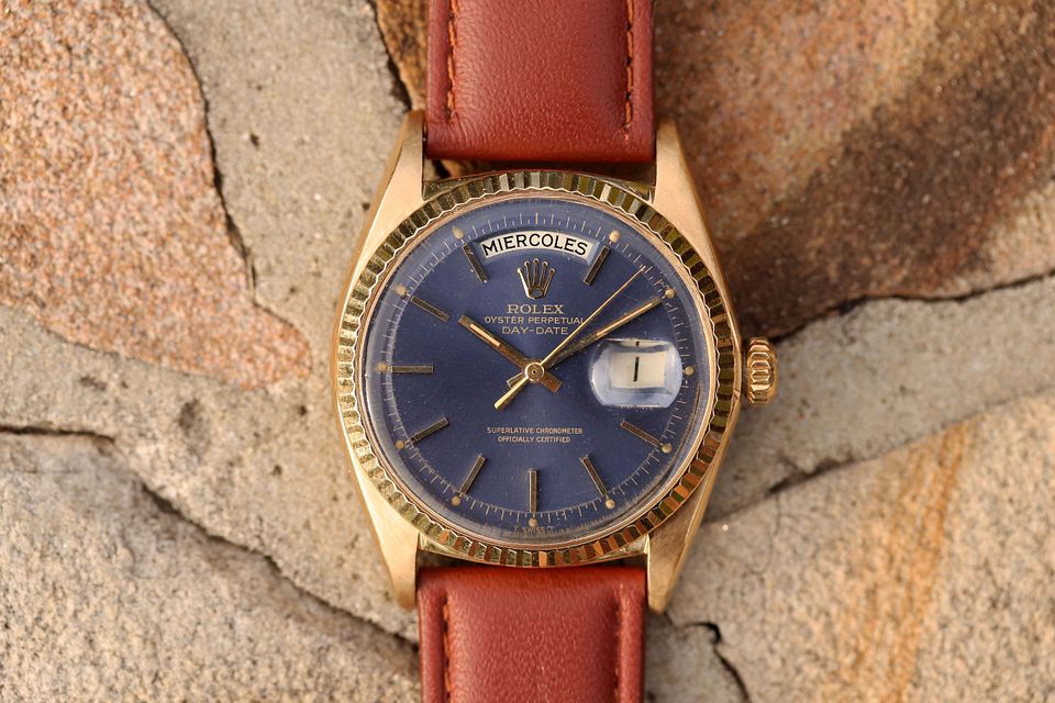 Rolex day hotsell date blue leather