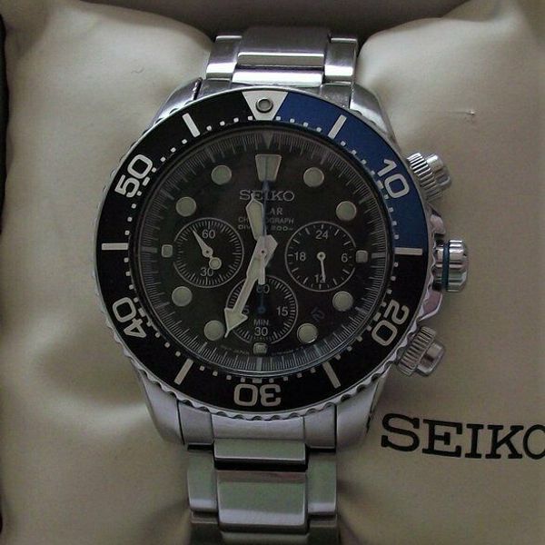 Men's Seiko Solar Diver's Chronograph Watch SSC017 fully working ...