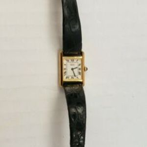 Vintage Women's Seiko Quartz Black Leather Gold Tone Wrist
