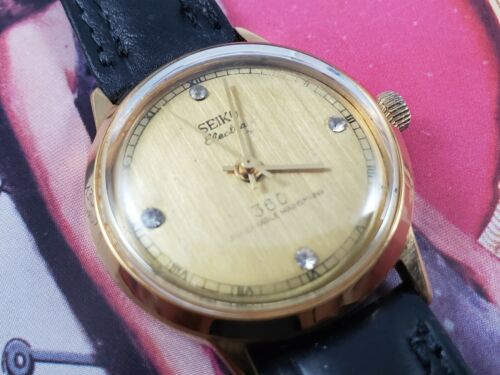 Vintage Seiko Electra 360 Unbreakable Mainspring Gold Tone Diamond